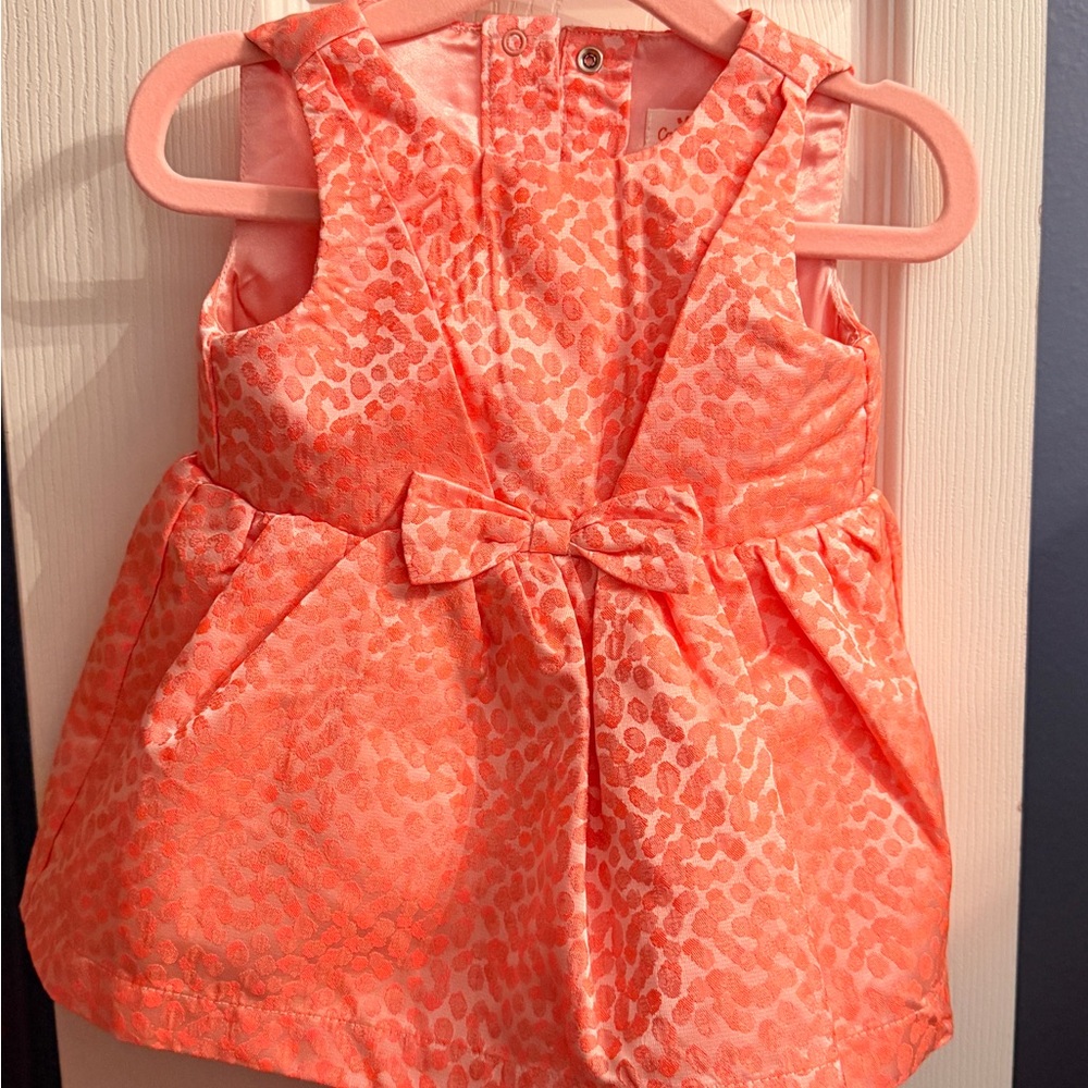 Peachy-Orange Leopard Print Baby Dress